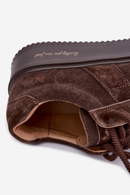 tenisky na platforme z umelého semišu Lee Cooper LCJ-26-01-4644 v čokoládovej farbe
