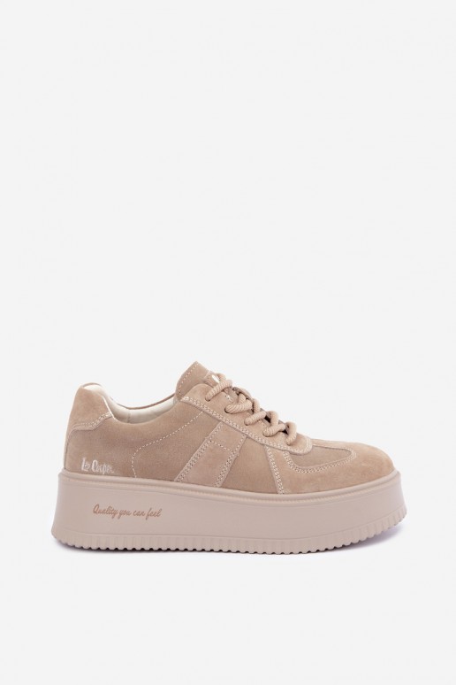tenisky na platforme z umelého semišu Lee Cooper LCJ-26-01-4643 v pieskovej farbe