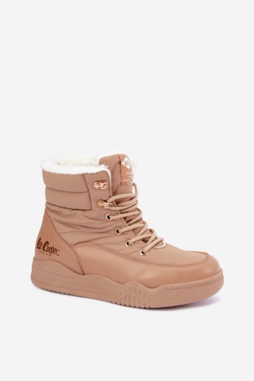 šnurovacie zimné topánky Lee Cooper LCJ-44-4565 v hnedej farbe