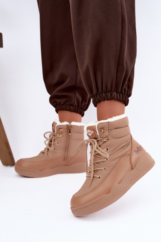 šnurovacie zimné topánky Lee Cooper LCJ-44-4565 v hnedej farbe