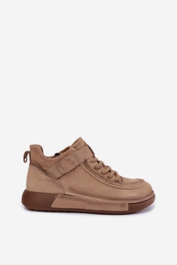 zateplené členkové topánky z prírodnej kože Lee Cooper LCJ-26-19-4603 v chaki farbe 2