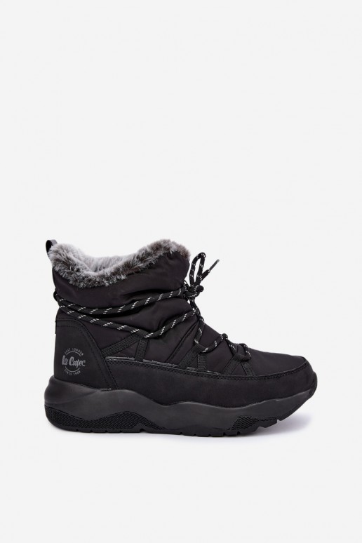 nazúvacie snehové topánky so štýlovými detailmi Lee Cooper LCJ-24-03-3063 v čiernej farbe
