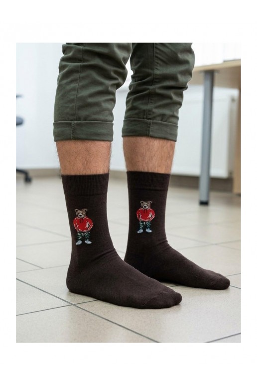 Čokoládové pánske ponožky Meškiukai IN Bluzie
