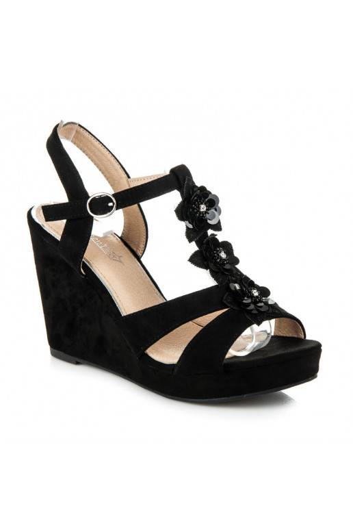 Štýlové čierne sandále na platforme B501B  - 1