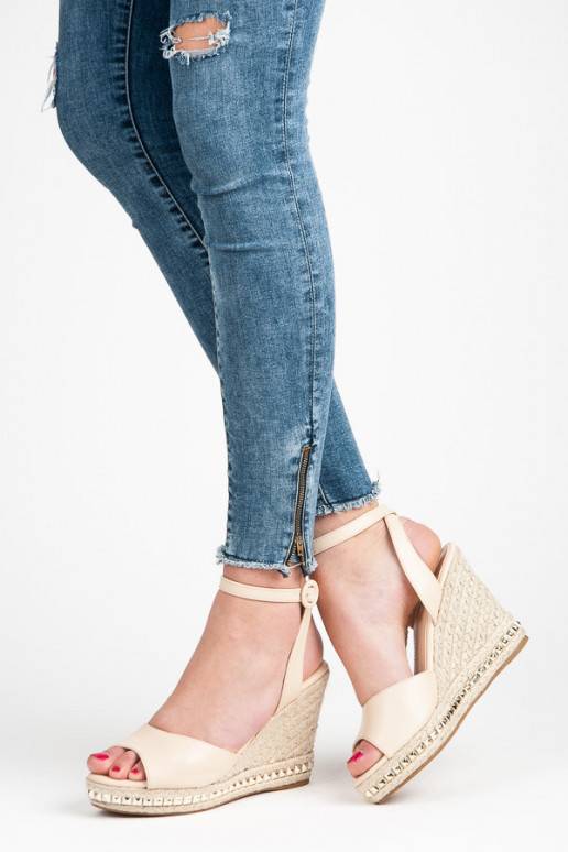 Béžové sandále na platforme VICES s nitmi 2084-14BE  - 1