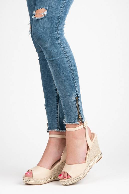 Béžové sandále na platforme VICES s nitmi 2084-14BE  - 2