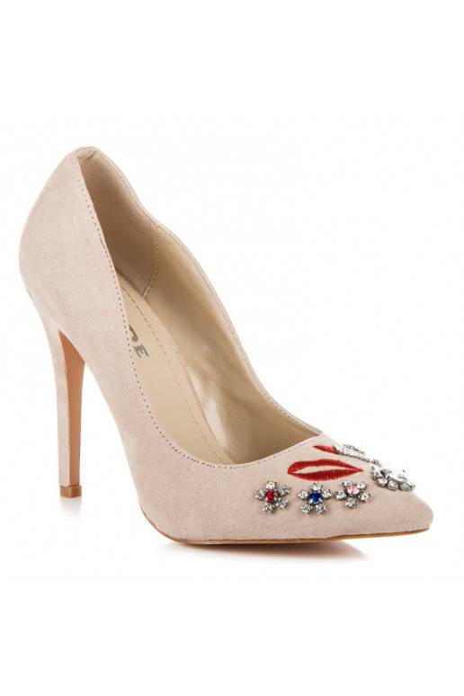 Béžové semišové topánky s vyšívanými a lesklými detailmi WL119BE  - 4 Béžové semišové topánky s vyšívanými a lesklými detailmi WL119BE  - 4