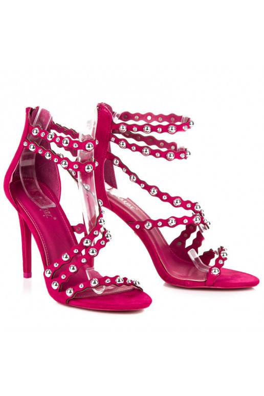 Ružové sandále s otvorenou špičkou so striebornými detailmi LE042F  - 1 Ružové sandále s otvorenou špičkou so striebornými detailmi LE042F  - 1