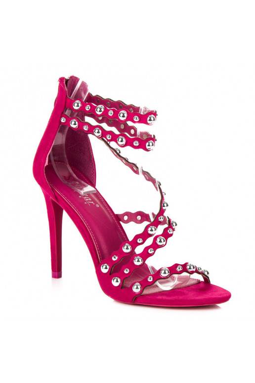 Ružové sandále s otvorenou špičkou so striebornými detailmi LE042F  - 5 Ružové sandále s otvorenou špičkou so striebornými detailmi LE042F  - 5