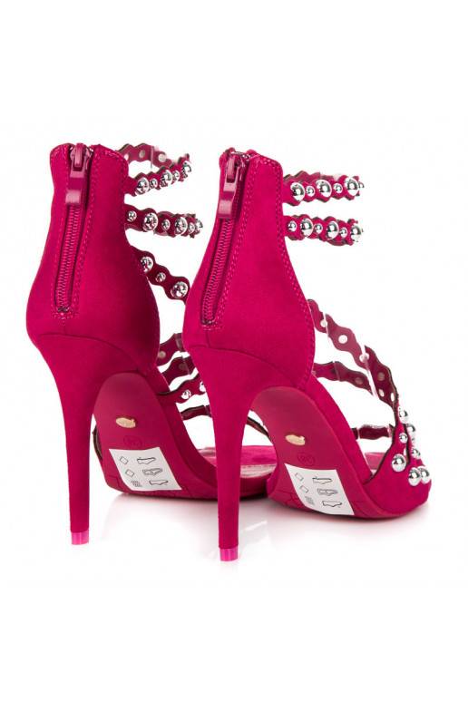 Ružové sandále s otvorenou špičkou so striebornými detailmi LE042F  - 7 Ružové sandále s otvorenou špičkou so striebornými detailmi LE042F  - 7