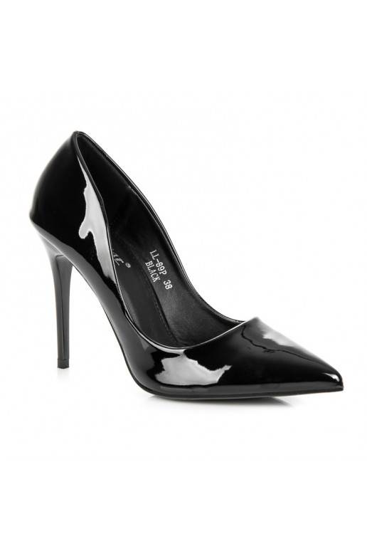 Čierne lakované topánky na vysokom opätku  - 4 Čierne lakované topánky na vysokom opätku  - 4