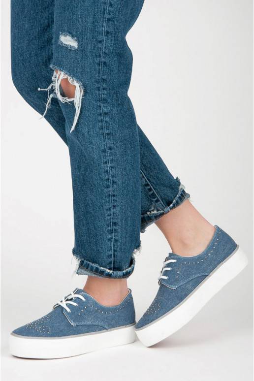 Kylie modré mohutné čižmy s nitmi K1832001JE  - 1