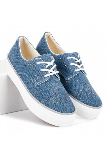 Kylie modré mohutné čižmy s nitmi K1832001JE  - 2