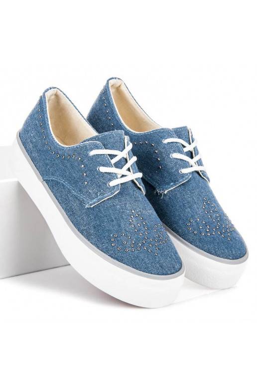 Kylie modré mohutné čižmy s nitmi K1832001JE  - 2