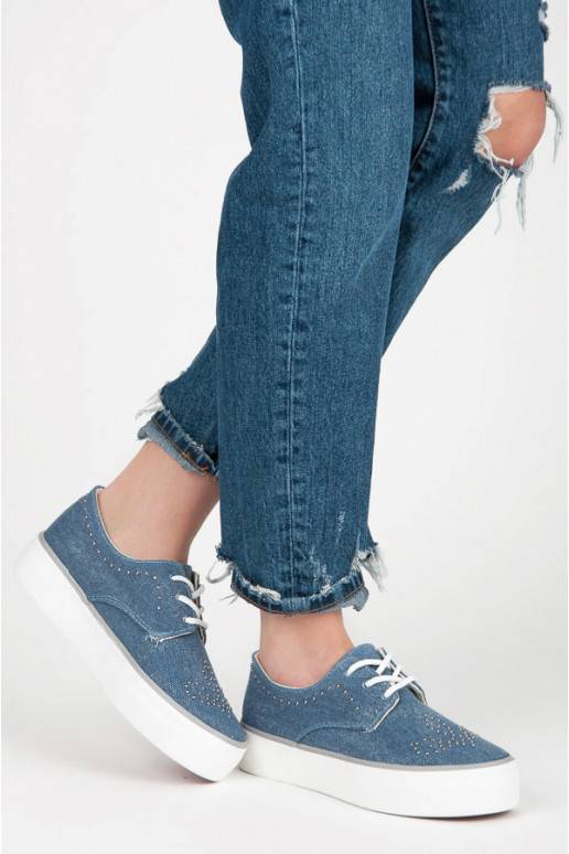 Kylie modré mohutné čižmy s nitmi K1832001JE  - 4