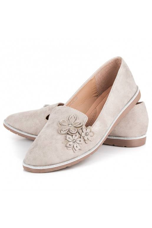 Béžové páni s kvetinovými aplikáciami 668-20BE  - 2 Béžové páni s kvetinovými aplikáciami 668-20BE  - 2