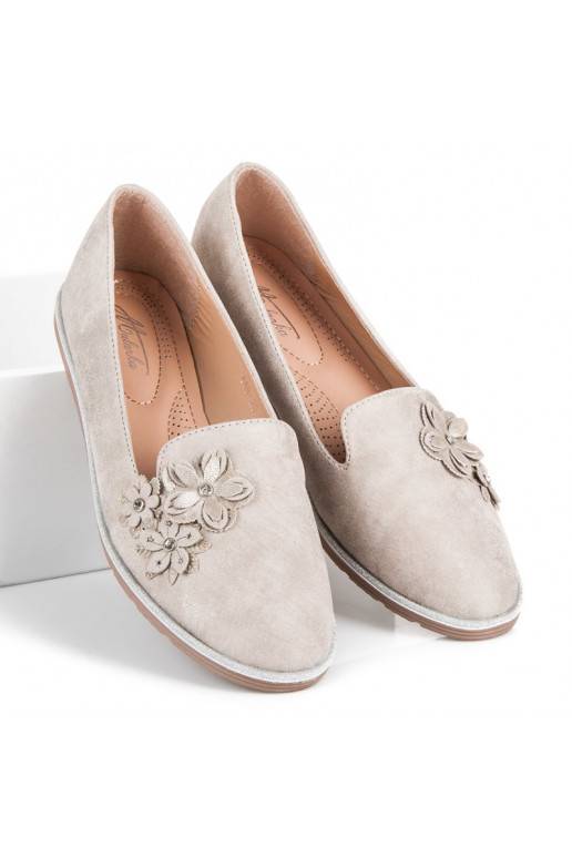 Béžové páni s kvetinovými aplikáciami 668-20BE  - 3 Béžové páni s kvetinovými aplikáciami 668-20BE  - 3