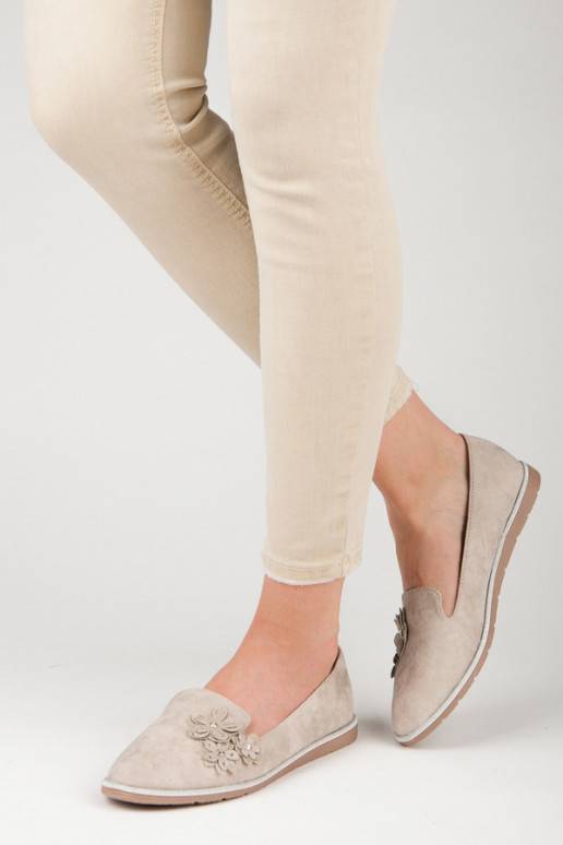 Béžové páni s kvetinovými aplikáciami 668-20BE  - 5 Béžové páni s kvetinovými aplikáciami 668-20BE  - 5