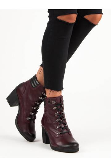 Dámske tmavočervené topánky VINCEZA Lace Up 1274/5BUR 2