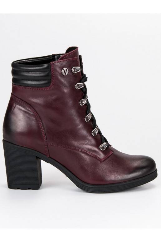 Dámske tmavočervené topánky VINCEZA Lace Up 1274/5BUR