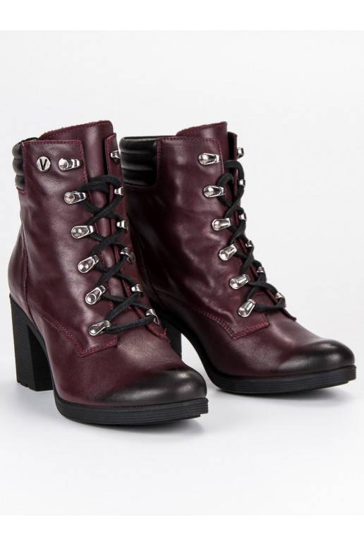 Dámske tmavočervené topánky VINCEZA Lace Up 1274/5BUR
