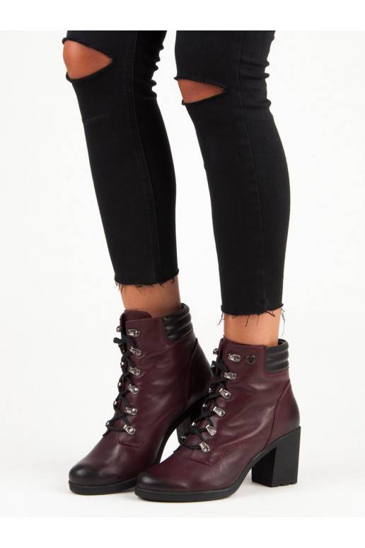 Dámske tmavočervené topánky VINCEZA Lace Up 1274/5BUR