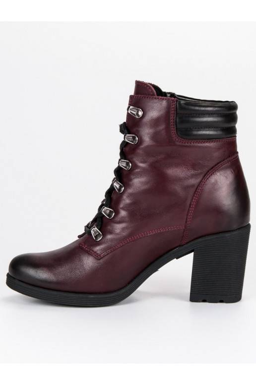 Dámske tmavočervené topánky VINCEZA Lace Up 1274/5BUR