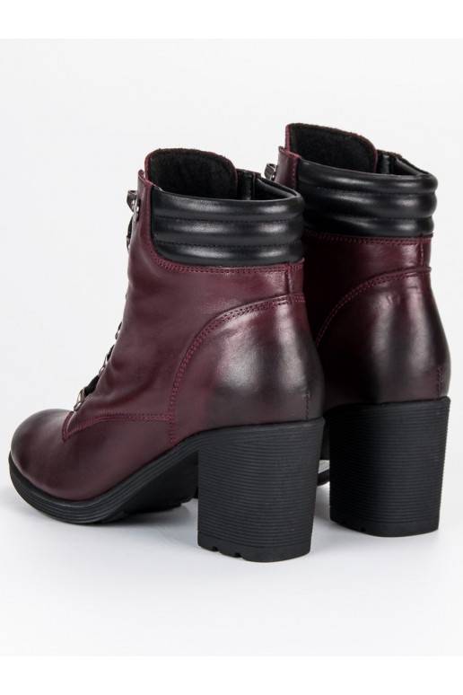 Dámske tmavočervené topánky VINCEZA Lace Up 1274/5BUR