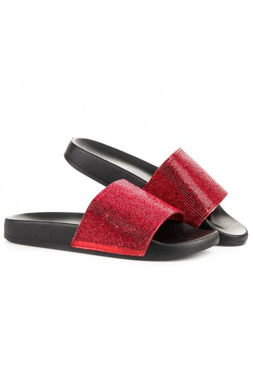 Červené trblietavé papuče 878R  - 3 Červené trblietavé papuče 878R  - 3