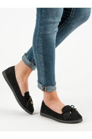 Čierne semišové balerínky SBHX-20B  - 1