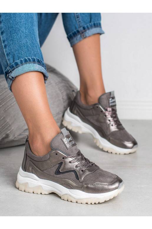 Šedé športové topánky BRD9715GUN AX BOXING - 1