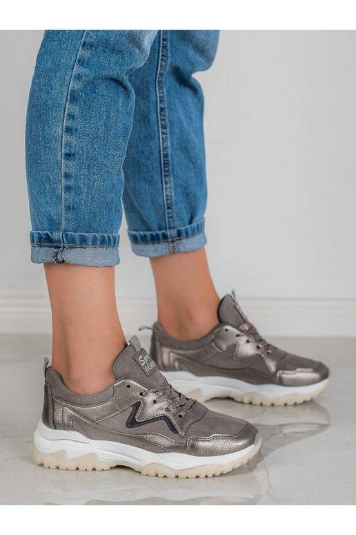 Šedé športové topánky BRD9715GUN AX BOXING - 2