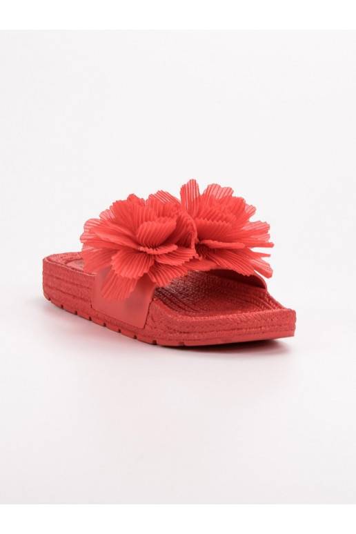 Červené papuče s kvetmi BAT_CK88R  - 6