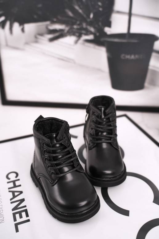 Teplé detské čižmy kerzuki čiernej farby Teplé detské čižmy kerzuki čiernej farby