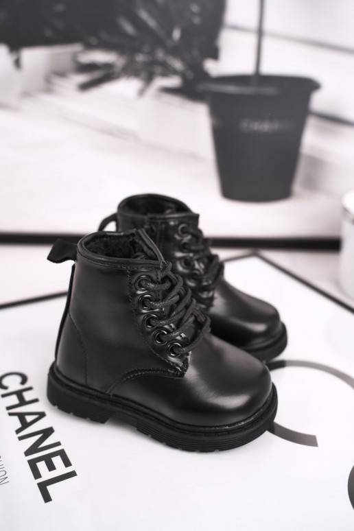 Teplé detské čižmy kerzuki čiernej farby Teplé detské čižmy kerzuki čiernej farby