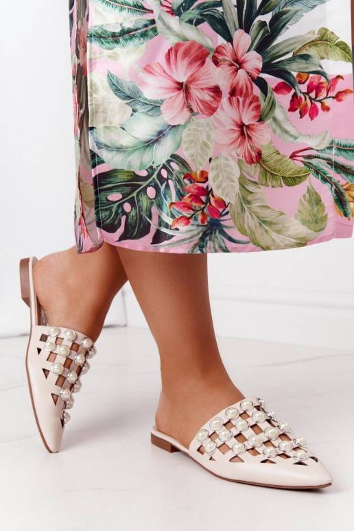 Papuče s podrážkou I Perłami béžová... Papuče s podrážkou I Perłami béžová...