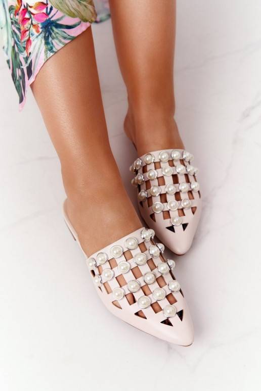 Papuče s podrážkou I Perłami béžová... Papuče s podrážkou I Perłami béžová...