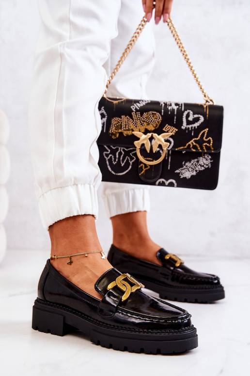 Topánky s lakovaným koženým efektom a...