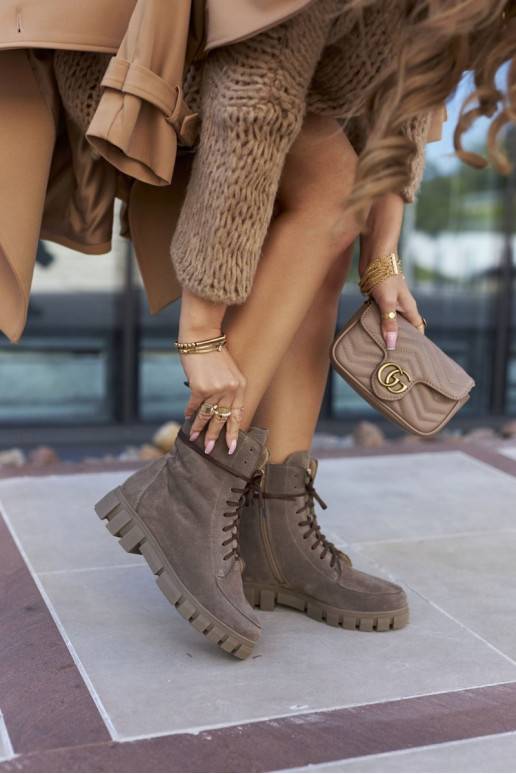 Hnedé velúrové čižmy Nicole