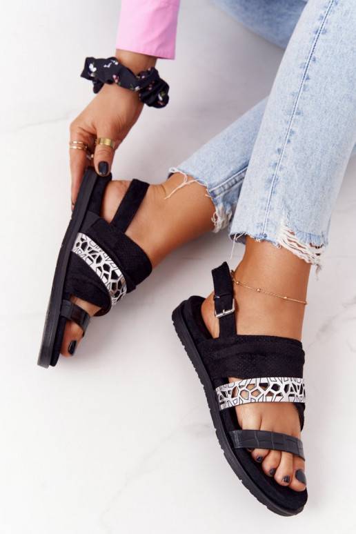 Semišové sandále v čiernej a... Semišové sandále v čiernej a...