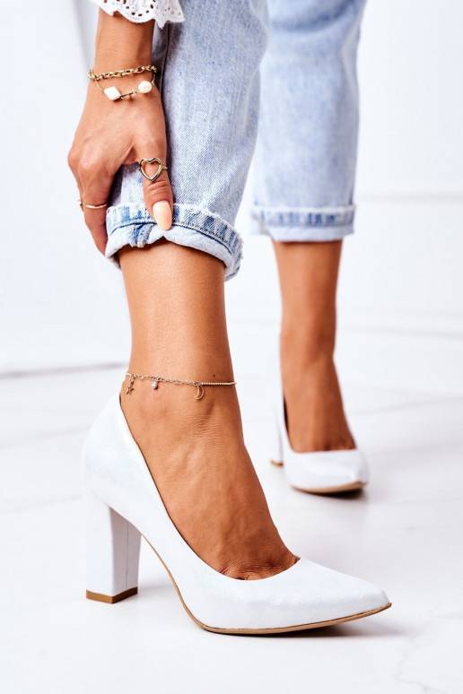 Strieborné saténové topánky