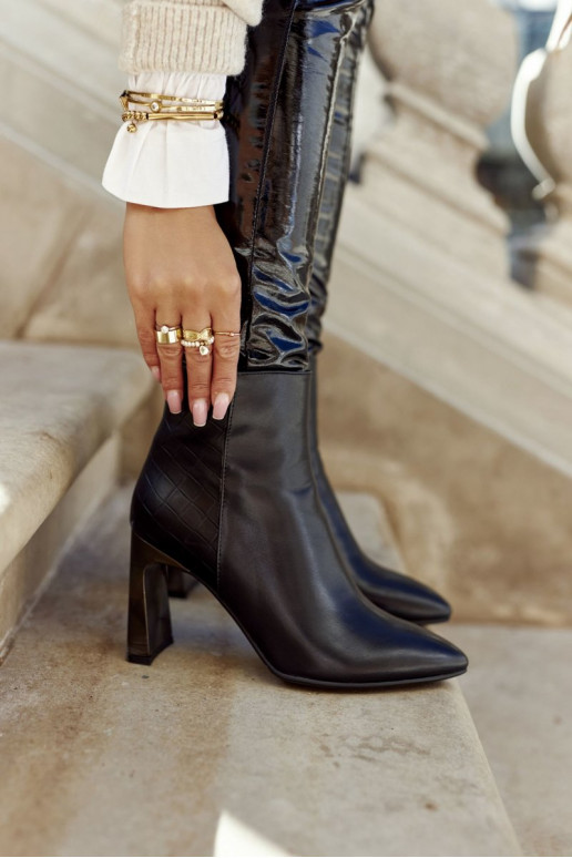 Čierne čižmy na podpätku Olastis Čierne čižmy na podpätku Olastis