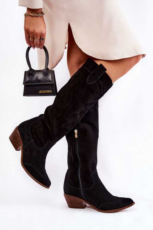 Čierne dlhé čižmy s opätkami Čierne dlhé čižmy s opätkami