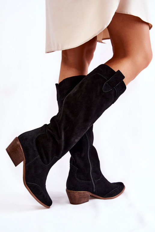 Čierne dlhé čižmy s opätkami Čierne dlhé čižmy s opätkami