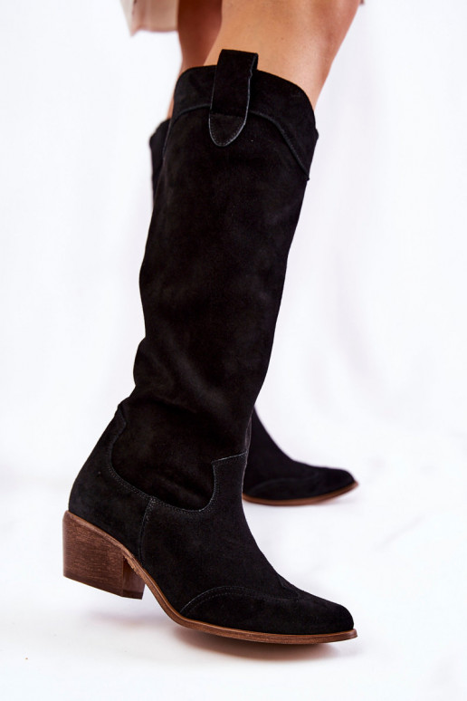 Čierne dlhé čižmy s opätkami Čierne dlhé čižmy s opätkami