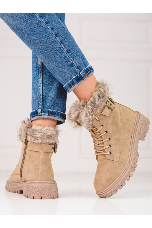 Tmavo béžové dámske čižmy s... Tmavo béžové dámske čižmy s...