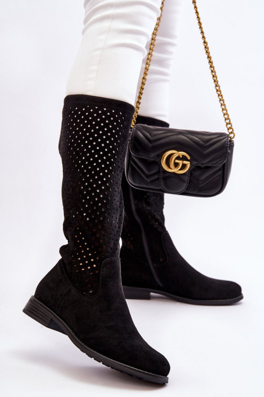 Semišové dlhé čižmy čiernej farby... Semišové dlhé čižmy čiernej farby...