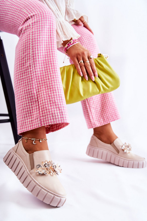 Tenisky Slip-On s ornamentami béžovej... Tenisky Slip-On s ornamentami béžovej...