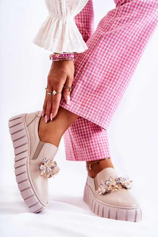 Tenisky Slip-On s ornamentami béžovej... Tenisky Slip-On s ornamentami béžovej...