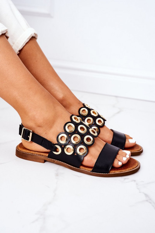 Čierne prelamované sandále pre ženy Čierne prelamované sandále pre ženy